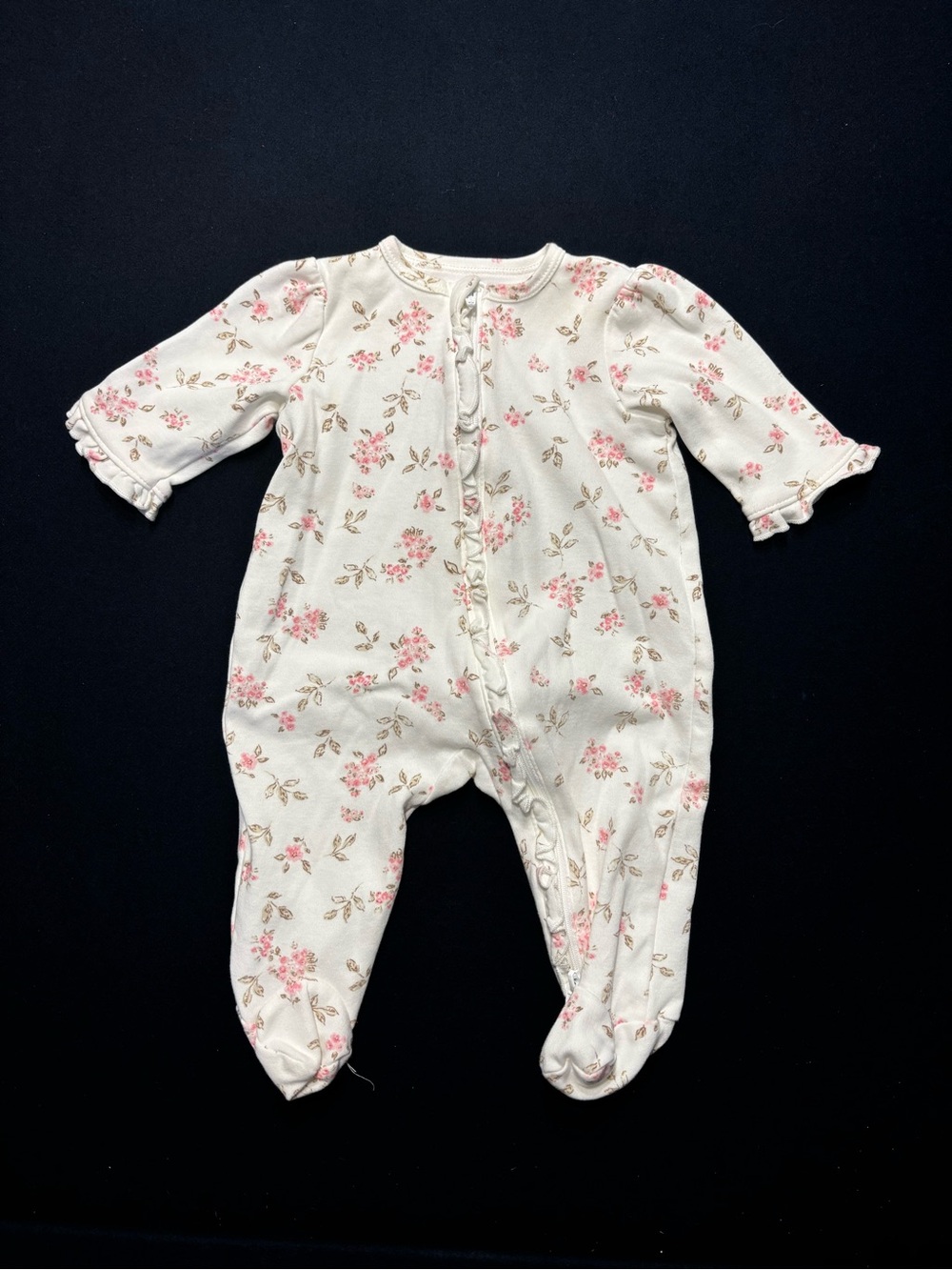 Little Me Floral Print Baby footies - 0-3M